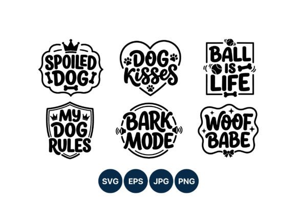 Black and White Dog Phrase Graphics for Product Creators