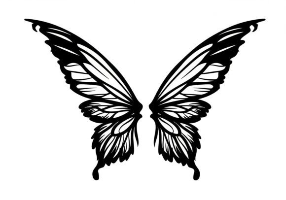 Black Butterfly Wings Spread Wide: Graphics & Illustrations