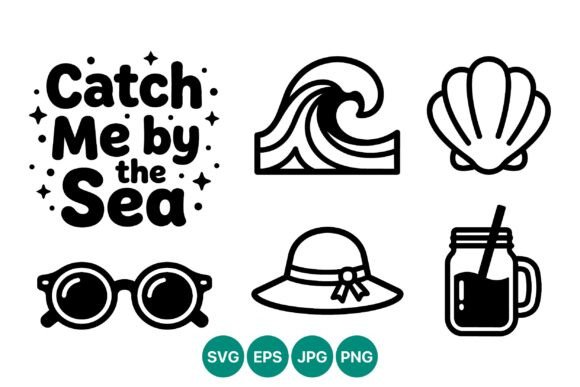 Catch Me by the Sea Summer Vector Art: Graphics & Illustrations