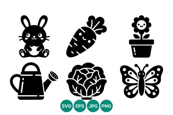 Cute Bunny Carrot Butterfly Vector Art: Graphics & Illustrations
