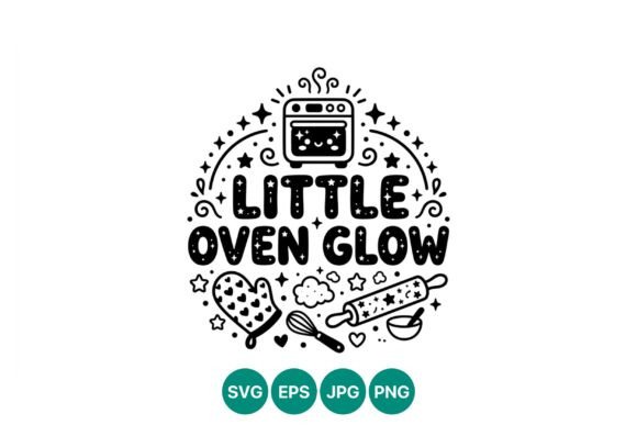 Cute Little Oven Glow Kitchen Vector: Graphics & Illustrations