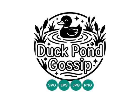 Duck Pond Gossip Cute Black and White Graphics
