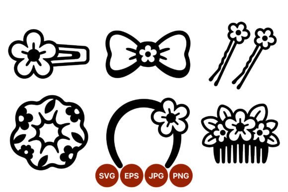 Floral Hair Accessories Vector: Clean Graphics & Illustrations