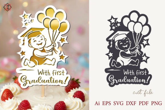 Graduation Papercut Design SVG: Graphics & Illustrations
