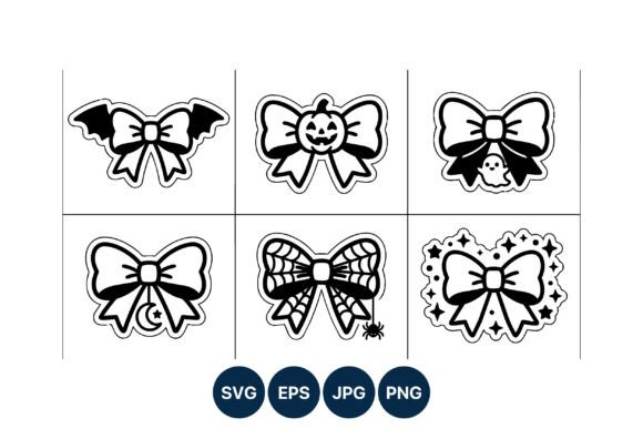 Graphic Design Assets: Halloween Bows Black White Vector