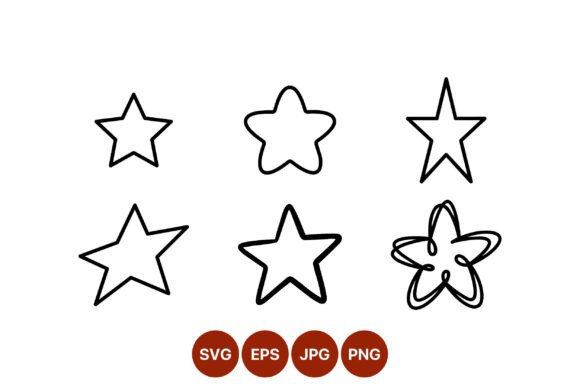 Hand Drawn Black Star Shapes