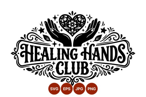 Healing Hands Club Script Lettering Graphics & Illustrations