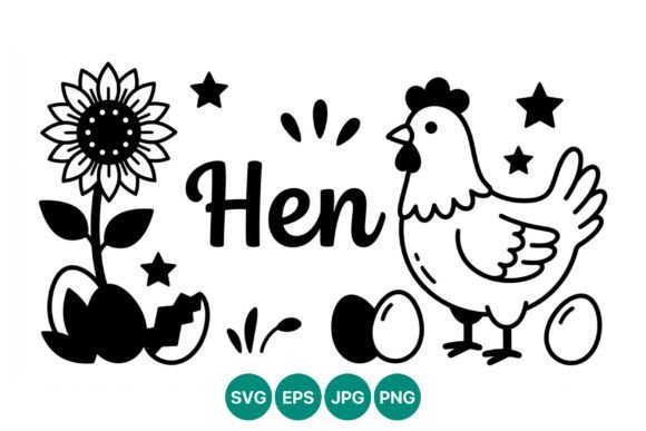 Hen Eggs Sunflower Farm Vector: Graphics & Illustrations