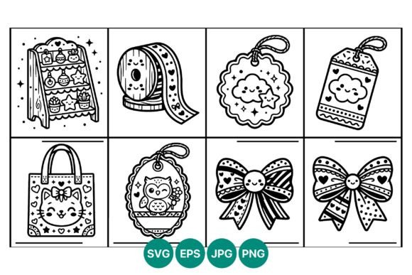 Kawaii Ribbons and Cute Cat Owl Vector: Graphics & Illustrations