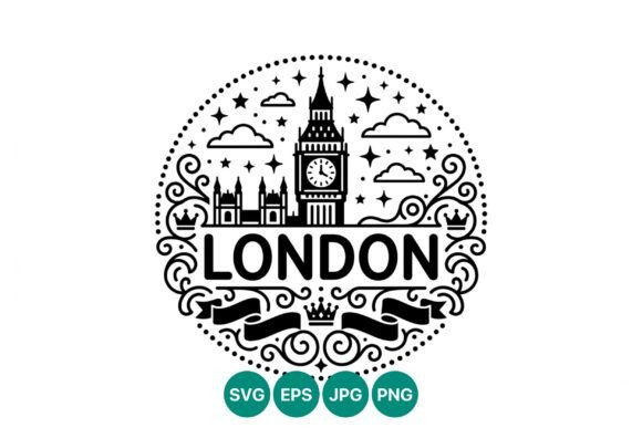 London Skyline Vintage Vector for Graphics & Illustrations