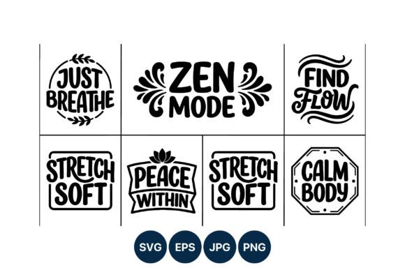 Meditation Quotes Calligraphic Set: Graphics & Illustrations