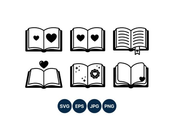 Open Book Heart Vector Icons: Graphics & Illustrations