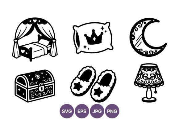 Princess Bedroom Vector Elements Black Review