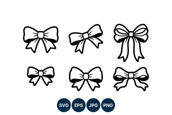 Ribbon Bows Vector Line Art Collection: Graphics & Illustrations