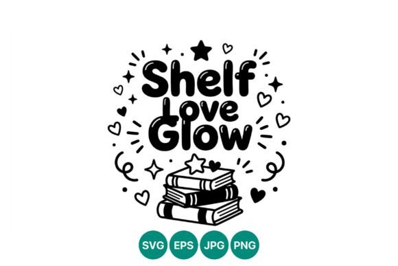 Shelf Love Glow Books Vector: Graphics & Illustrations