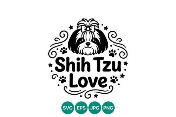 Shih Tzu Love Dog Face Vector: Graphics & Illustrations