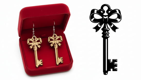 Vintage Key Earring Laser Cut Graphics & Illustrations